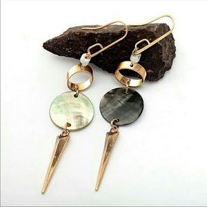 14k gold plated brass natural abalone earrings